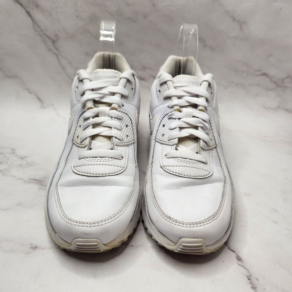 Nike Air Max 90 Recraft Triple White Sneakers Shoes Airmax CD6864-100 Youth 7 - Picture 2 of 8